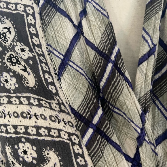 Free People American Pie Patchwork Kimono Duster Gray Black Purple OS - Picture 7 of 9